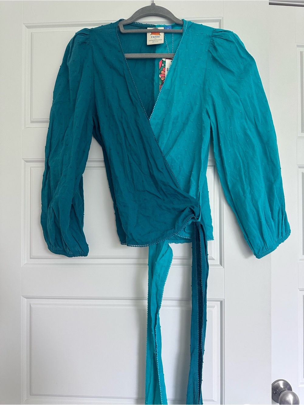 Farm Rio Turquoise Wrap top - Picture 2 of 5
